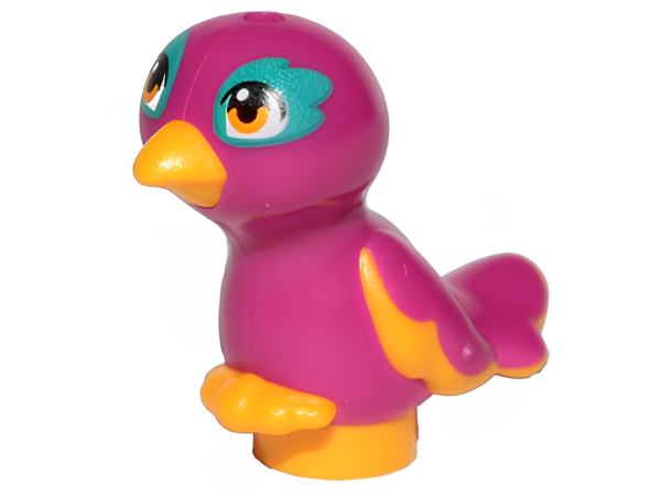 Птичка Lego Bird,35074pb02 Bird, Friends / Elves, Feet Joined with Magenta Body and Bright Light Orange Eyes Pattern